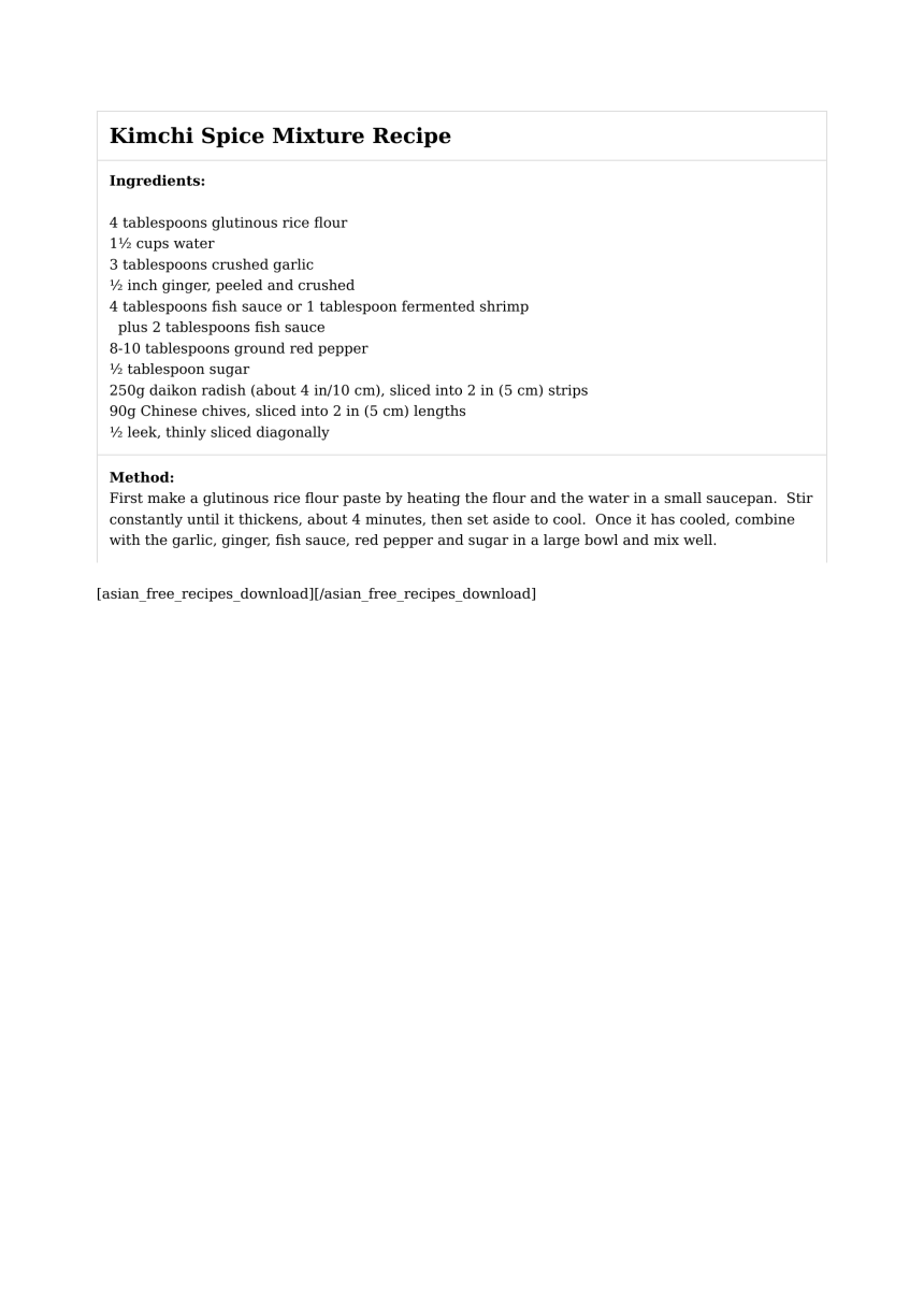 Kimchi Spice Mixture Recipe