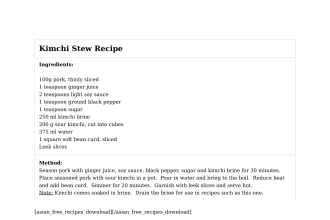 Kimchi Stew Recipe