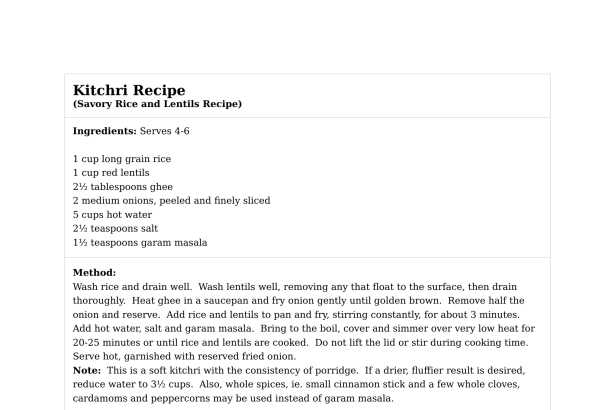 Kitchri Recipe