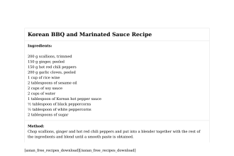 Korean BBQ and Marinated Sauce Recipe