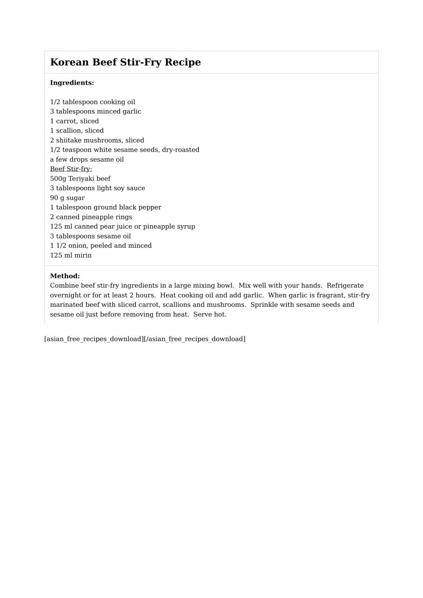 Korean Beef Stir-Fry Recipe
