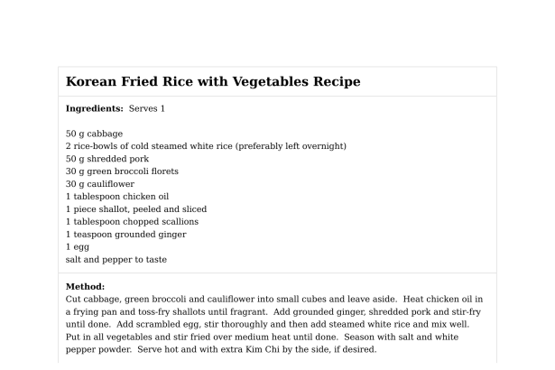 Korean Fried Rice with Vegetables Recipe