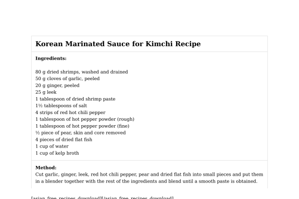 Korean Marinated Sauce for Kimchi Recipe