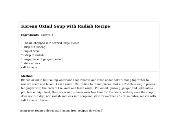 Korean Oxtail Soup with Radish Recipe