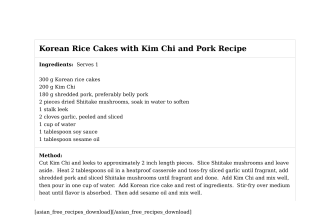 Korean Rice Cakes with Kim Chi and Pork Recipe