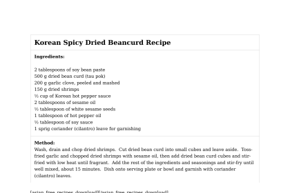 Korean Spicy Dried Beancurd Recipe