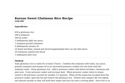 Korean Sweet Glutinous Rice Recipe
