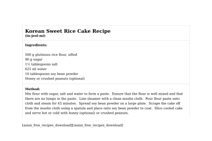 Korean Sweet Rice Cake Recipe