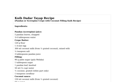 Kuih Dadar Tayap Recipe