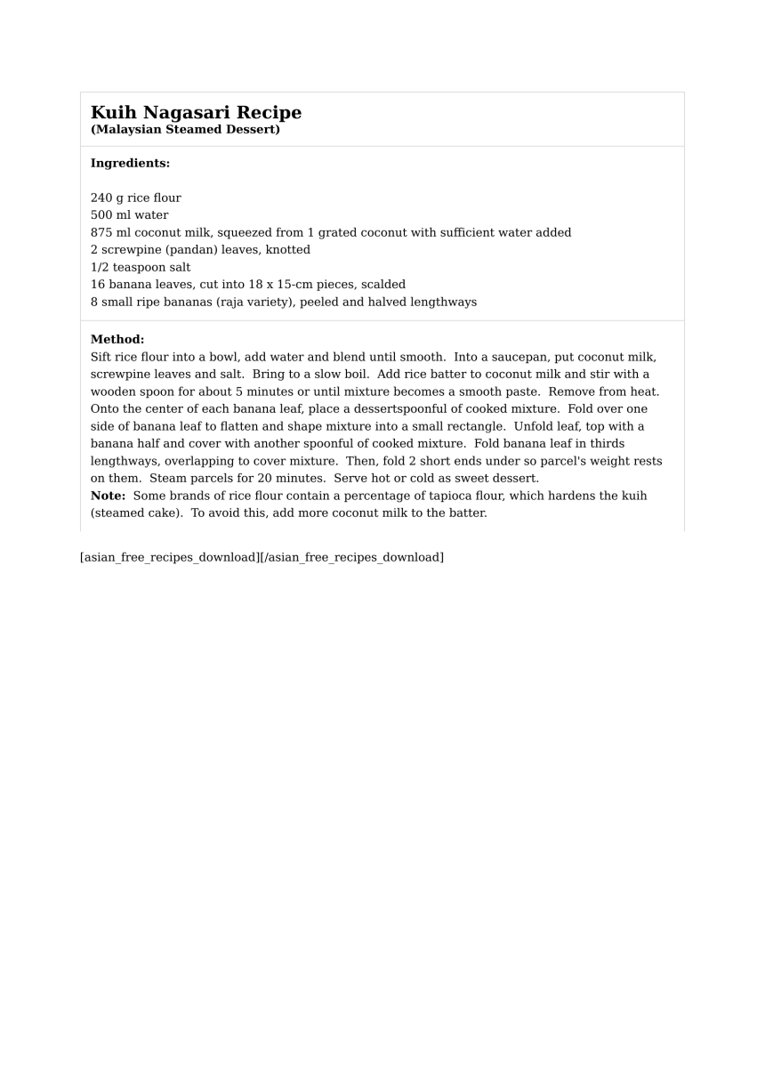 Kuih Nagasari Recipe