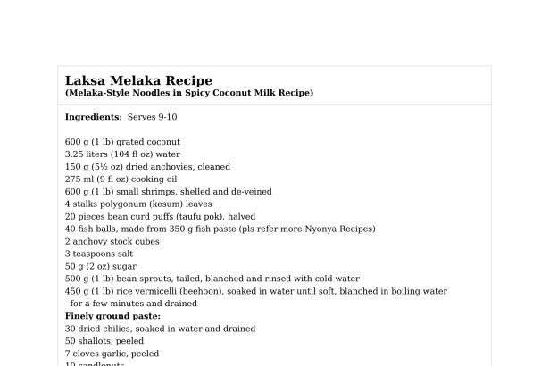 Laksa Melaka Recipe