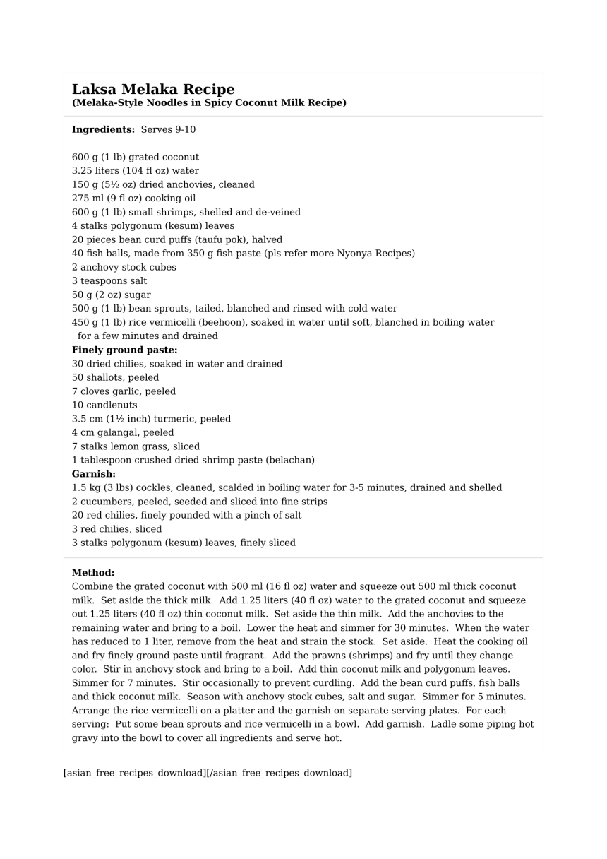 Laksa Melaka Recipe