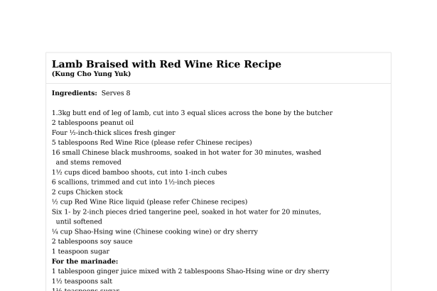 Lamb Braised with Red Wine Rice Recipe