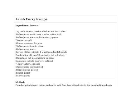 Lamb Curry Recipe