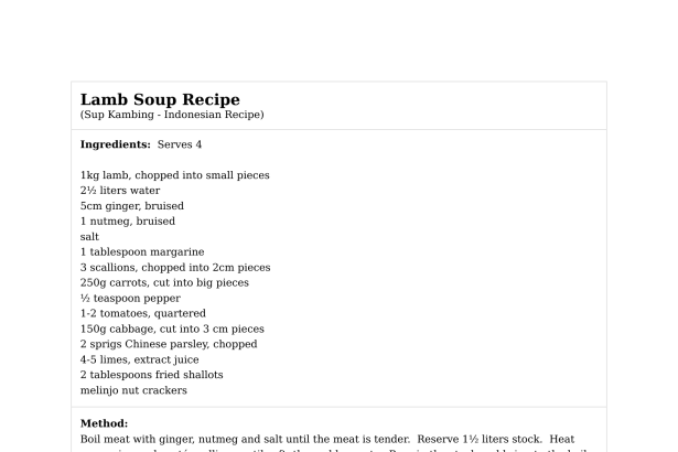 Lamb Soup Recipe