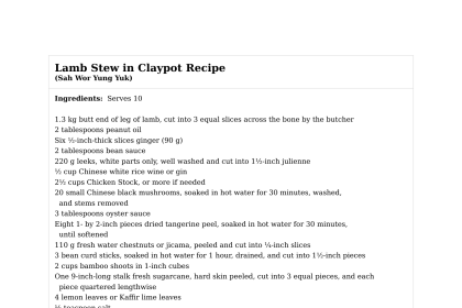 Lamb Stew in Claypot Recipe