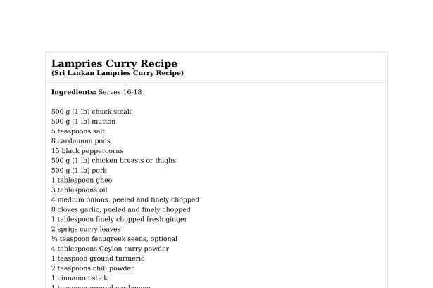 Lampries Curry Recipe