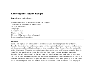 Lemongrass Yogurt Recipe