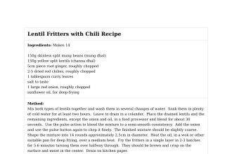 Lentil Fritters with Chili Recipe