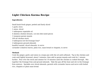 Light Chicken Korma Recipe
