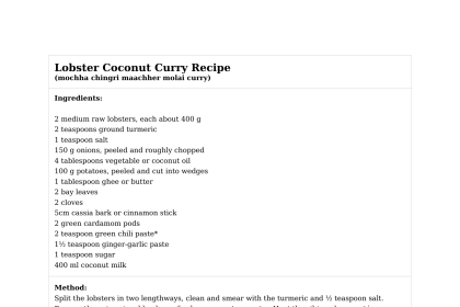 Lobster Coconut Curry Recipe