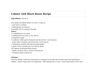 Lobster with Black Beans Recipe