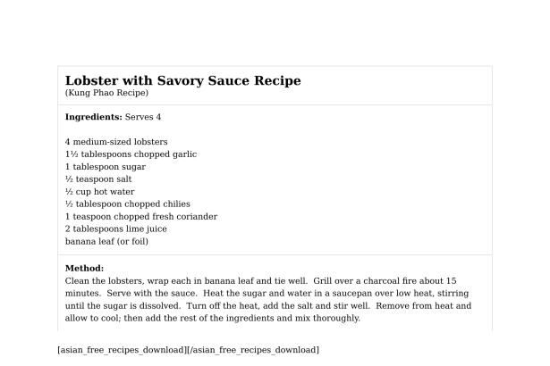 Lobster with Savory Sauce Recipe