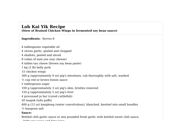 Loh Kai Yik Recipe