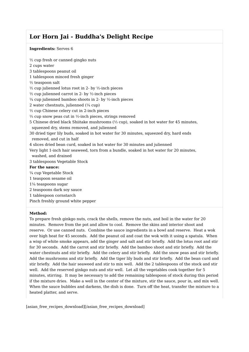 Lor Horn Jai - Buddha's Delight Recipe