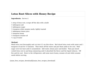 Lotus Root Slices with Honey Recipe