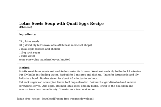 Lotus Seeds Soup with Quail Eggs Recipe