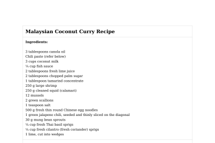 Malaysian Coconut Curry Recipe