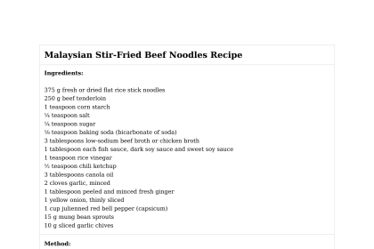 Malaysian Stir-Fried Beef Noodles Recipe