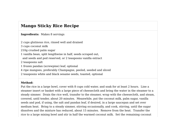 Mango Sticky Rice Recipe