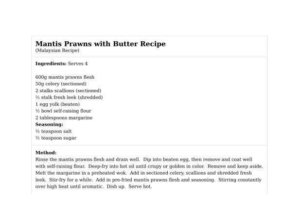 Mantis Prawns with Butter Recipe