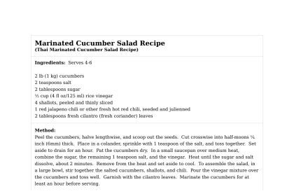 Marinated Cucumber Salad Recipe
