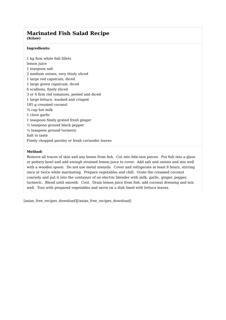 Marinated Fish Salad Recipe