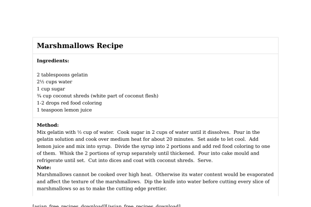 Marshmallows Recipe