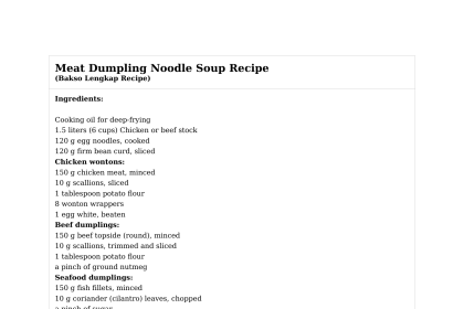 Meat Dumpling Noodle Soup Recipe