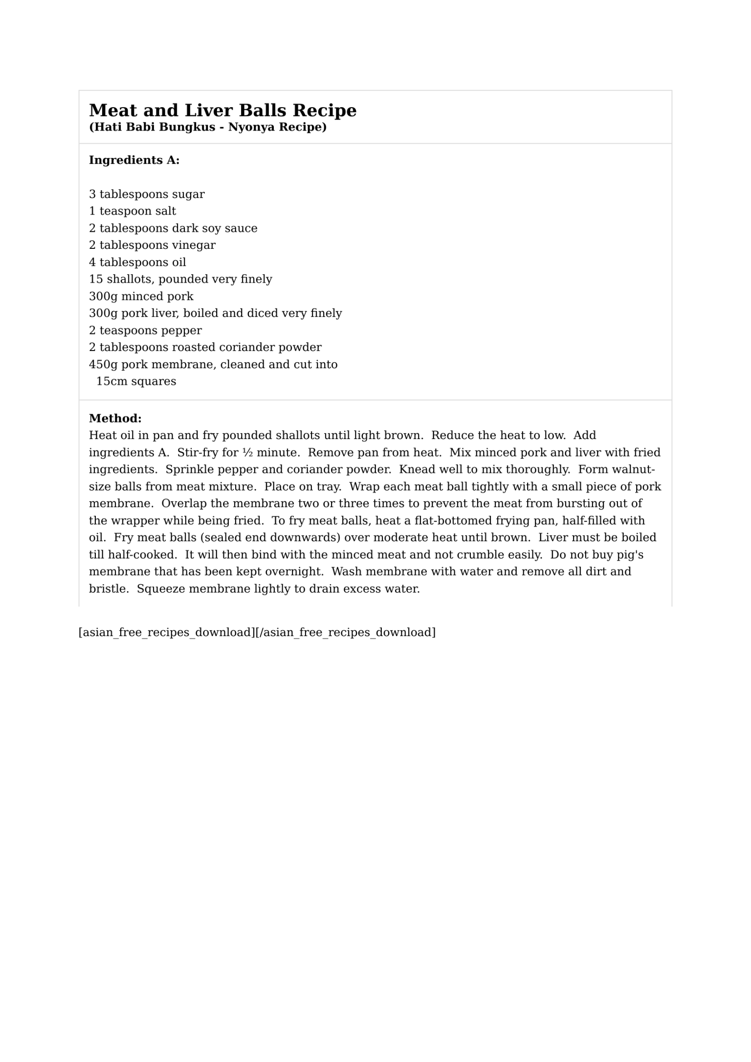 Meat and Liver Balls Recipe