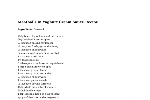 Meatballs in Yoghurt Cream Sauce Recipe