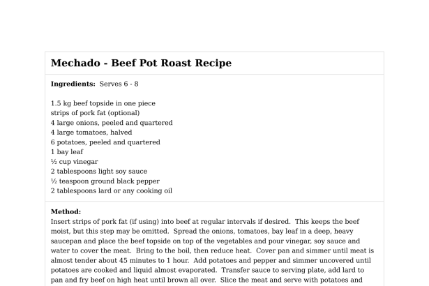 Mechado - Beef Pot Roast Recipe