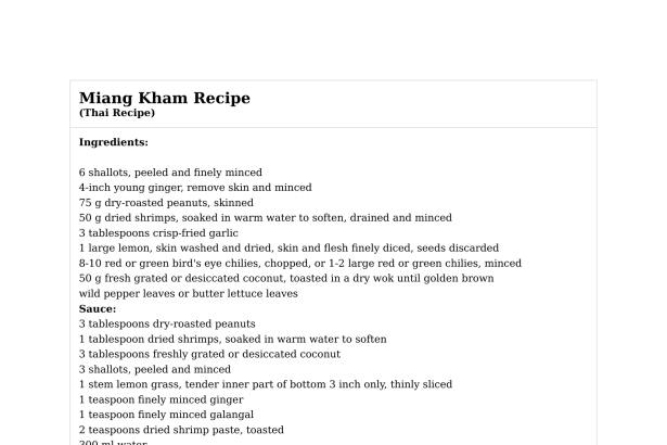 Miang Kham Recipe