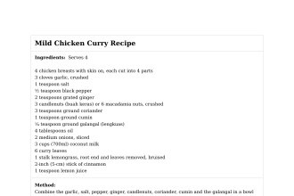 Mild Chicken Curry Recipe