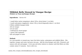 Milkfish Belly Stewed in Vinegar Recipe