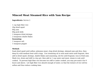 Minced Meat Steamed Rice with Yam Recipe