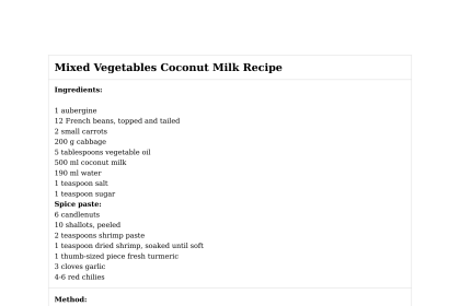Mixed Vegetables Coconut Milk Recipe
