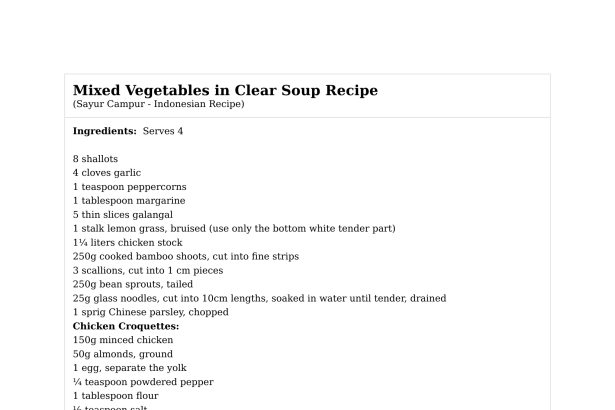 Mixed Vegetables in Clear Soup Recipe