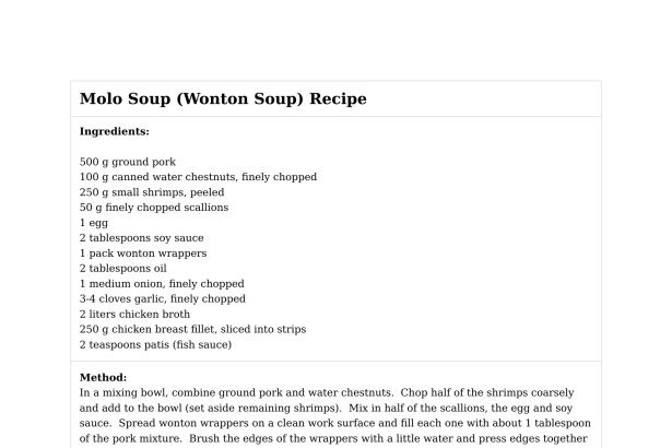 Molo Soup (Wonton Soup) Recipe