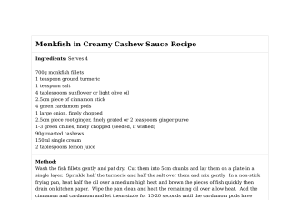 Monkfish in Creamy Cashew Sauce Recipe